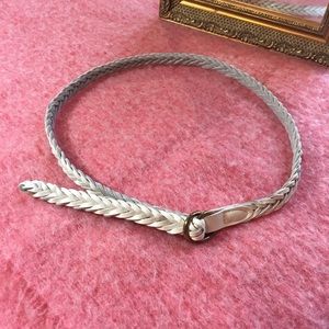 J.Crew White Leather Woven Belt